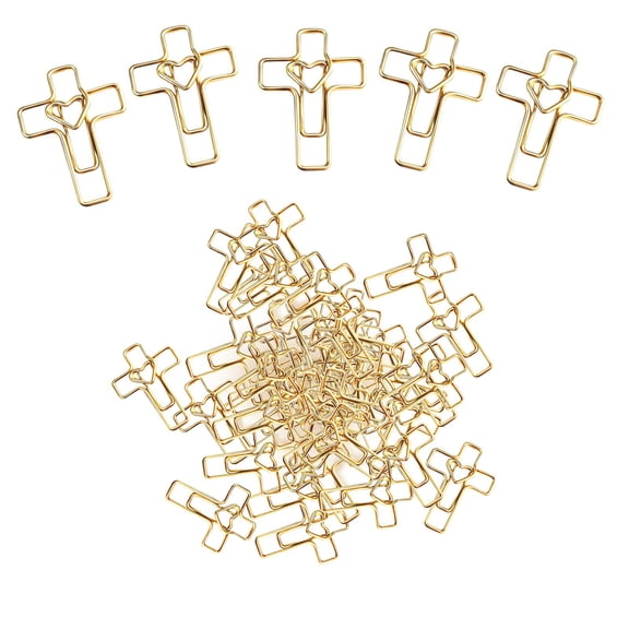 Gold Cross Paper Clips, 50PCS Bookmark Accessories, Faith Based Gifts for Women Mom Teacher, Easter Egg Fillers, Mothers Day Office Supplies, Gold