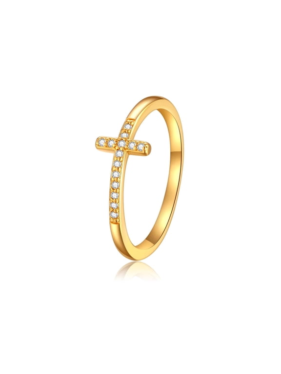 Cross Rings for Woman Handmade Sparkling Rings Dainty Lightweight Comfort Stack Cubic Zirconia Thumb Rings Set Jewelry Gifts Size 6-10