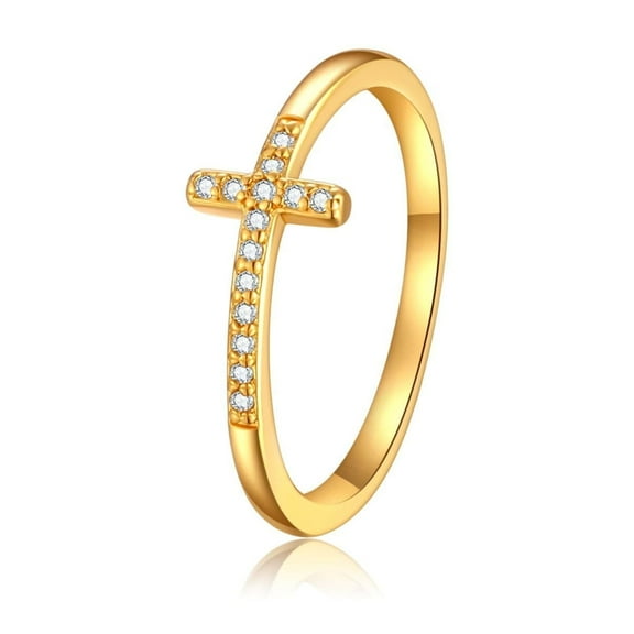 GOSFRY Cross Rings for Woman Handmade Sparkling Rings Dainty Lightweight Comfort Stack Cubic Zirconia Thumb Rings Set Jewelry Gifts Size 6-10