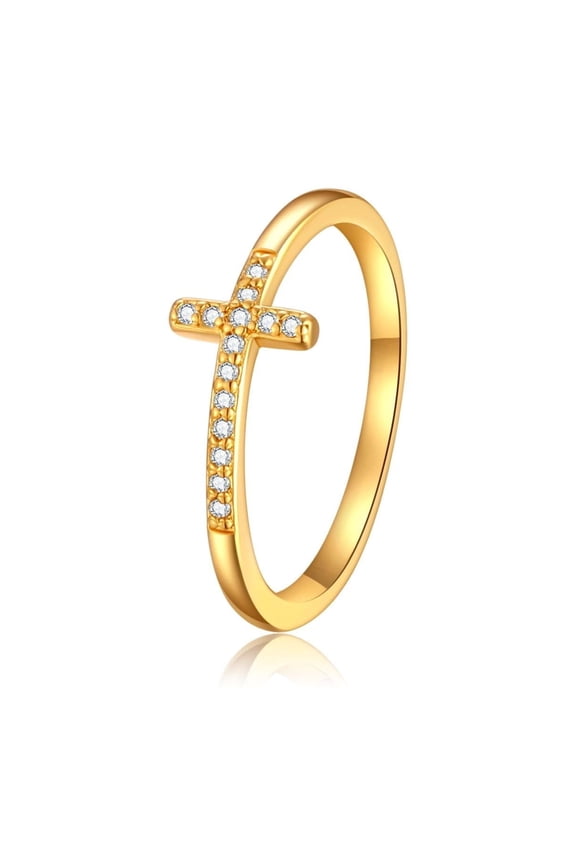 Cross Rings for Woman Handmade Sparkling Rings Dainty Lightweight Comfort Stack Cubic Zirconia Thumb Rings Set Jewelry Gifts Size 6-10