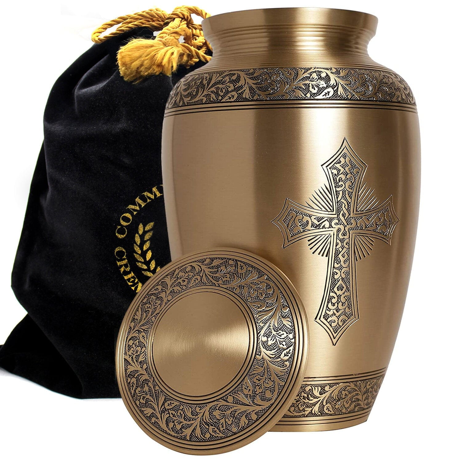 Gold Cross Urns for Cremation Ashes Large Urn XL or Small Keepsake Urns for Adult Cremation Ashes & Urns for Human Ashes for Home or Burial Cremation Urns