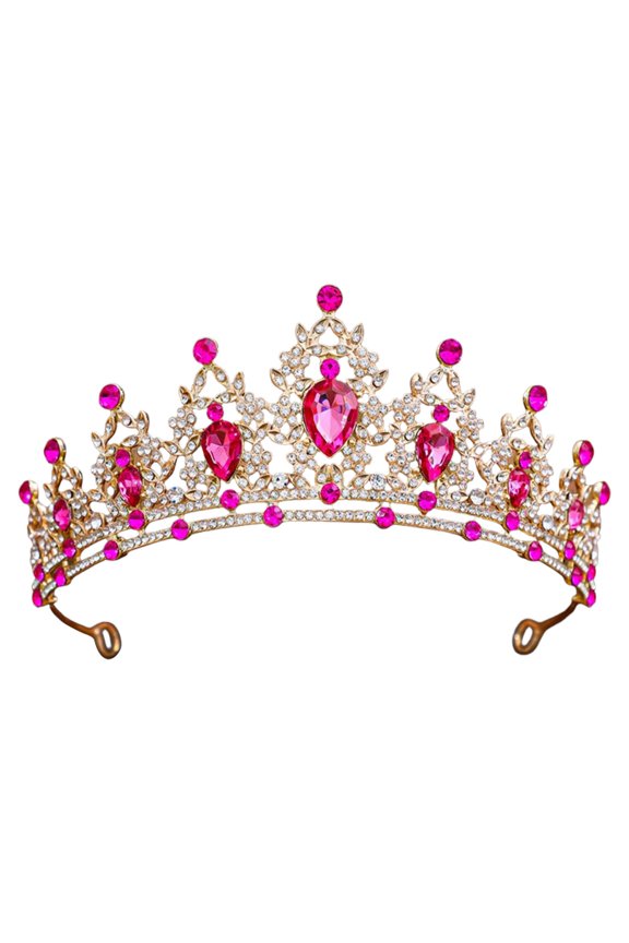 Gold , Rhinestone Headbands for Women Happy Birthday Princess with Combs Elegant Headdress Decorations for Christmas Bridal Wedding Prom Party Gifts