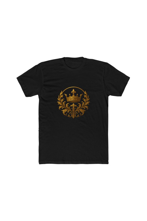 Gold Crown Fleur-de-Lis Tee | Regal Vintage Crest, Cool Luxury Tee, Style