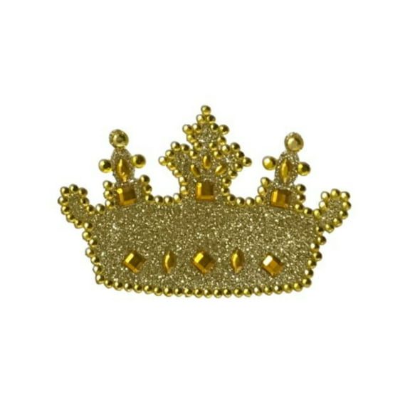Gold Crown Jewelry Glitter Sticker 2.5" x 1.5" (Each)