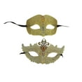 thumbnail image 1 of Gold Crown Man Woman Couples Laser Cut Venetian Masquerade Metal Masks, 1 of 1