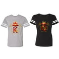 thumbnail image 1 of Gold Crown Matching Couple Cotton Jerseys (Men Heather / Women Black) (Men M / Women XL), 1 of 3