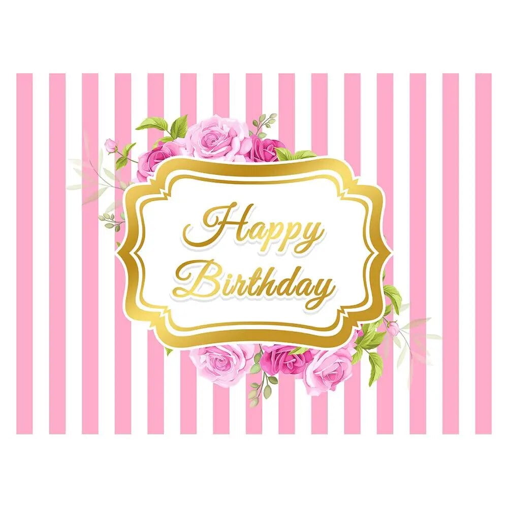 Gold Crown Stripe Curtain Custom Name 1st Birthday Party Backgrounds