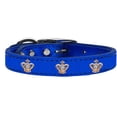 thumbnail image 1 of Gold Crown Widget Genuine Metallic Leather Dog Collar, Blue - Size 22, 1 of 1