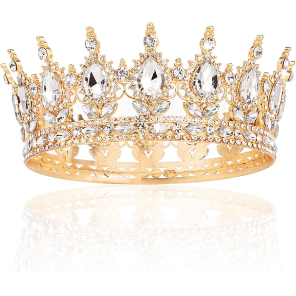 Gold Crown for Women Crystal Princess Tiaras Rhinestone Queen Headband Wedding Bridal Hair Accessories Birthday Prom Pageant Party Coming of Age Ceremony Photo Props Gold8