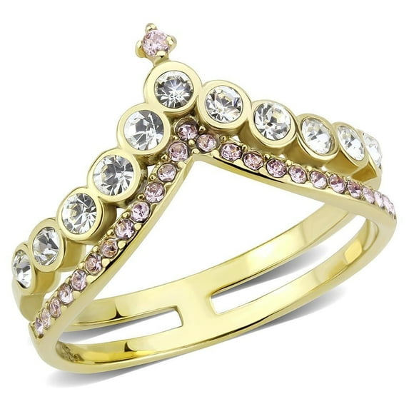 Gold Crown Womens Ring 316L Stainless Steel Anillo Corona Color Oro Para Mujer Acero Inoxidable