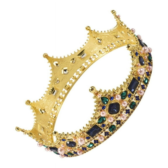 Gold Crowns for Men - Baroque Vintage Rhinestone , Men'S Full Crown for Theater Prom