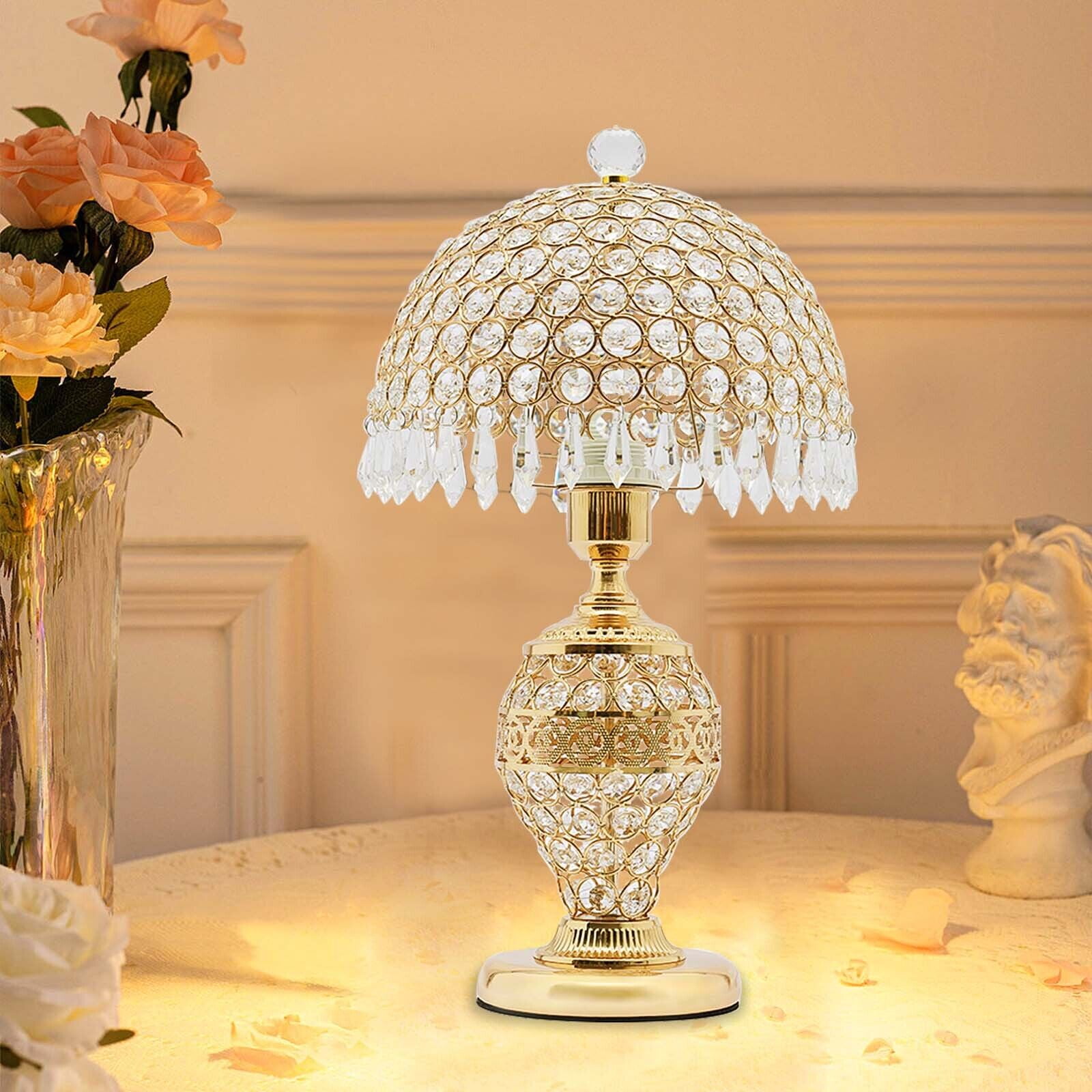 Gold Crystal Table Lamp Desk Bedroom Living Room Lighting Bedside Light — free download