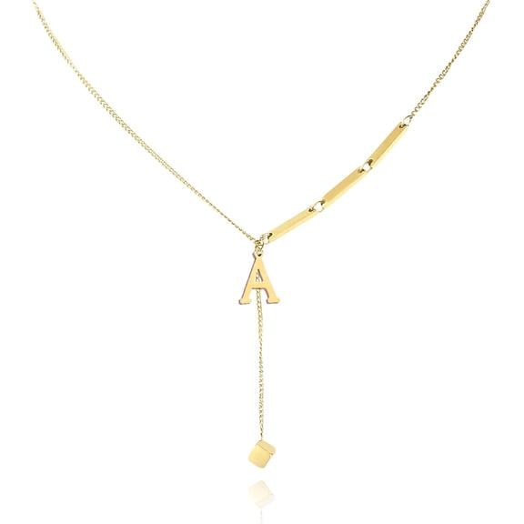 Gold Cube Initial Necklace for Women - 18K Gold Plated Letter A-Z Pendant Necklace Dainty Cube Necklaces Initial Necklaces Birthday Gifts for Women Jewelry