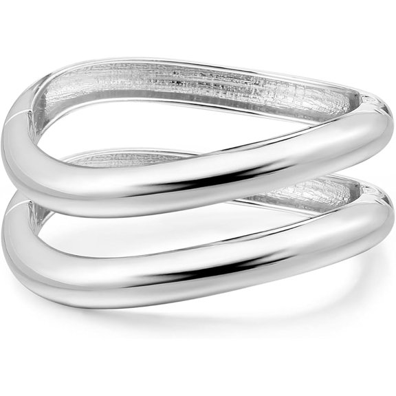 Gold Cuff Bangle Bracelets For Women Set Chunky Trendy Hinged Irregular Cuff Open Wide Gold Bracelet Minimalist Jewelry Gift 2pcs