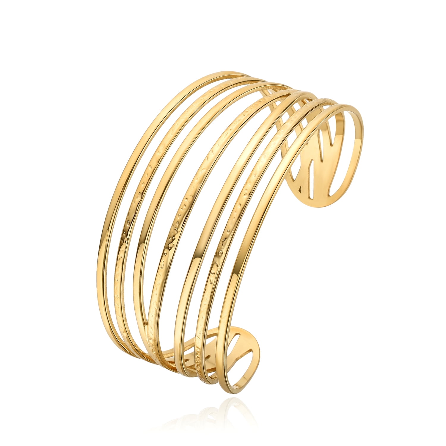Gold Cuff Bracelet for Women,Chunky Multi-layer Cross Wire Gold Cuff Bracelet for Women,Chunky Multi-layer Cross Wire