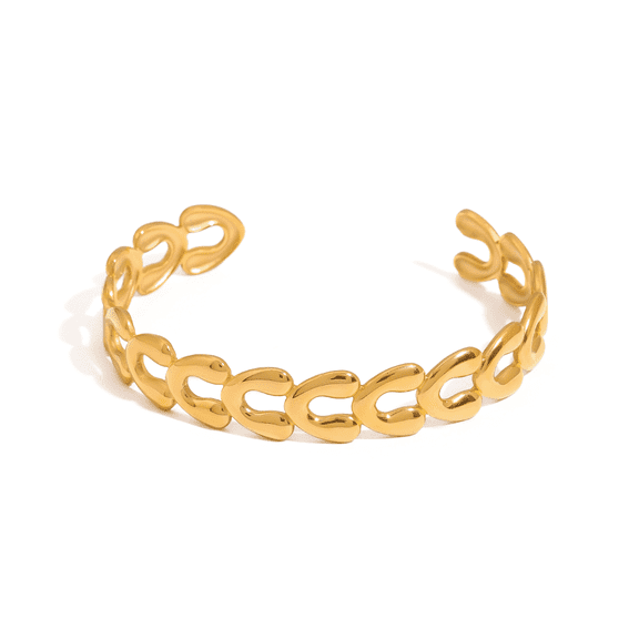 Gold Cuff Bracelet for Women Adjustable Open Hollow Wide Cuff Bangle Bracelets Trendy 14K Real Gold Plated Stainless Steel Bangle Bracelets