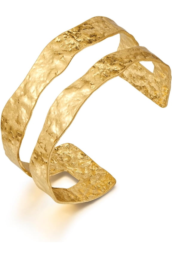 Gold Cuff Bracelet for Women Chunky Multi-layer Cross Wire Open Bracelet Hollow Wide Cuff Bracelets Adjustable Gold Open Cuff Bangle Bracelet