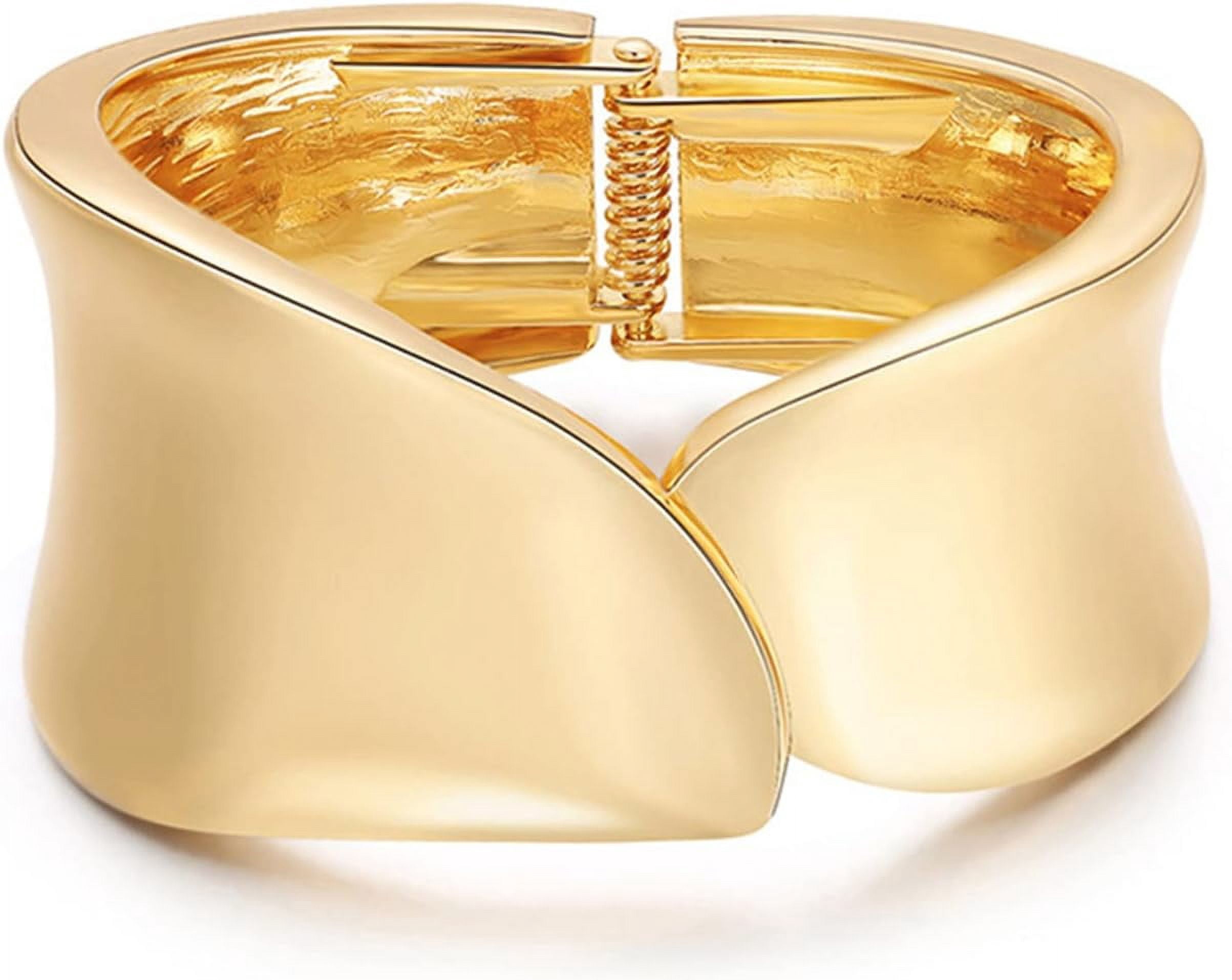 E.B.belle Classic Sun Moon Star Opening Bracelet Chunky 18 Gold Plated Tarnish Free Stainless Steel