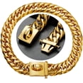 thumbnail image 1 of Gold Curb Chain Metal Dog Collar for Large Dogs, 16mm Thick Training Basic Dog Supplies, 1 of 7
