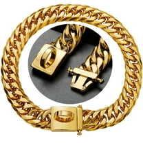 Gold Curb Chain Metal Dog Collar for Large Dogs, 16mm Thick Training Basic Dog Supplies