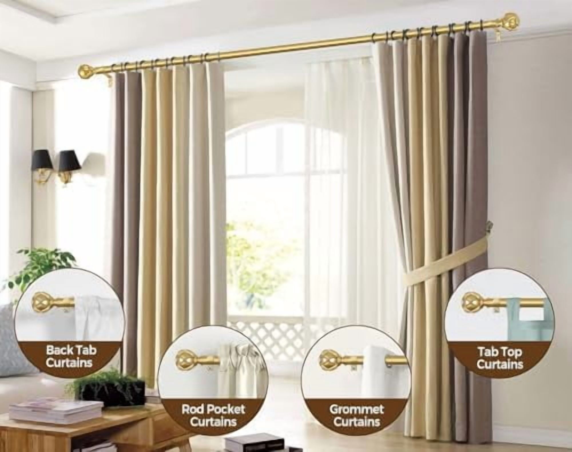 Gold Curtain Rod 32 to 58 Inch(2.6-4.8Ft), 7/8 Inch Single Adjustable ...
