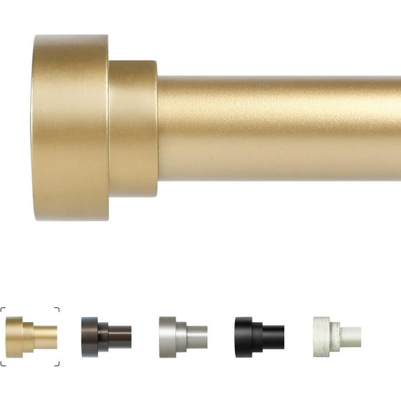 Gold Curtain Rods 72 to 144 Inch(6-12FT),1 Inch Long Curtain Rod,Adjustable Heavy Duty Curtain Rods,Modern Decorative Drapery Rods,Telescoping Window Single Curtains Rods 36-150",Brass Gold