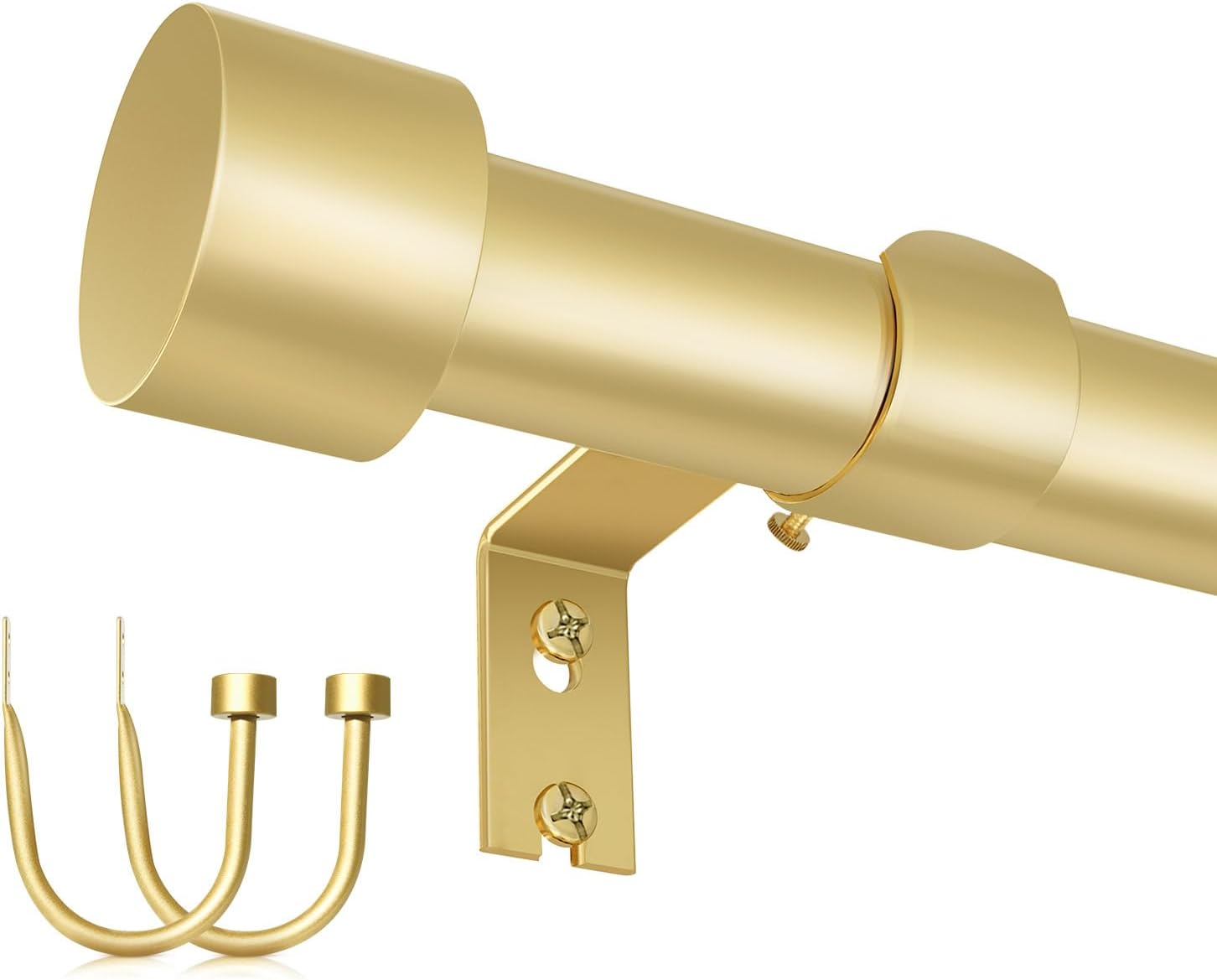 Gold Curtain Rods for Windows 18 to 45 Inches with 2PCS Curtain