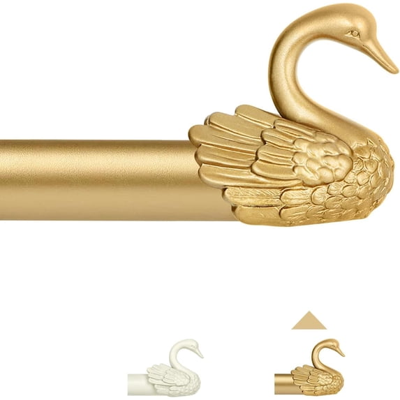 Finials Gold Curtain Rods for Windows 48 to 84 Inch(4-7ft),1 Inch Adjustable ...