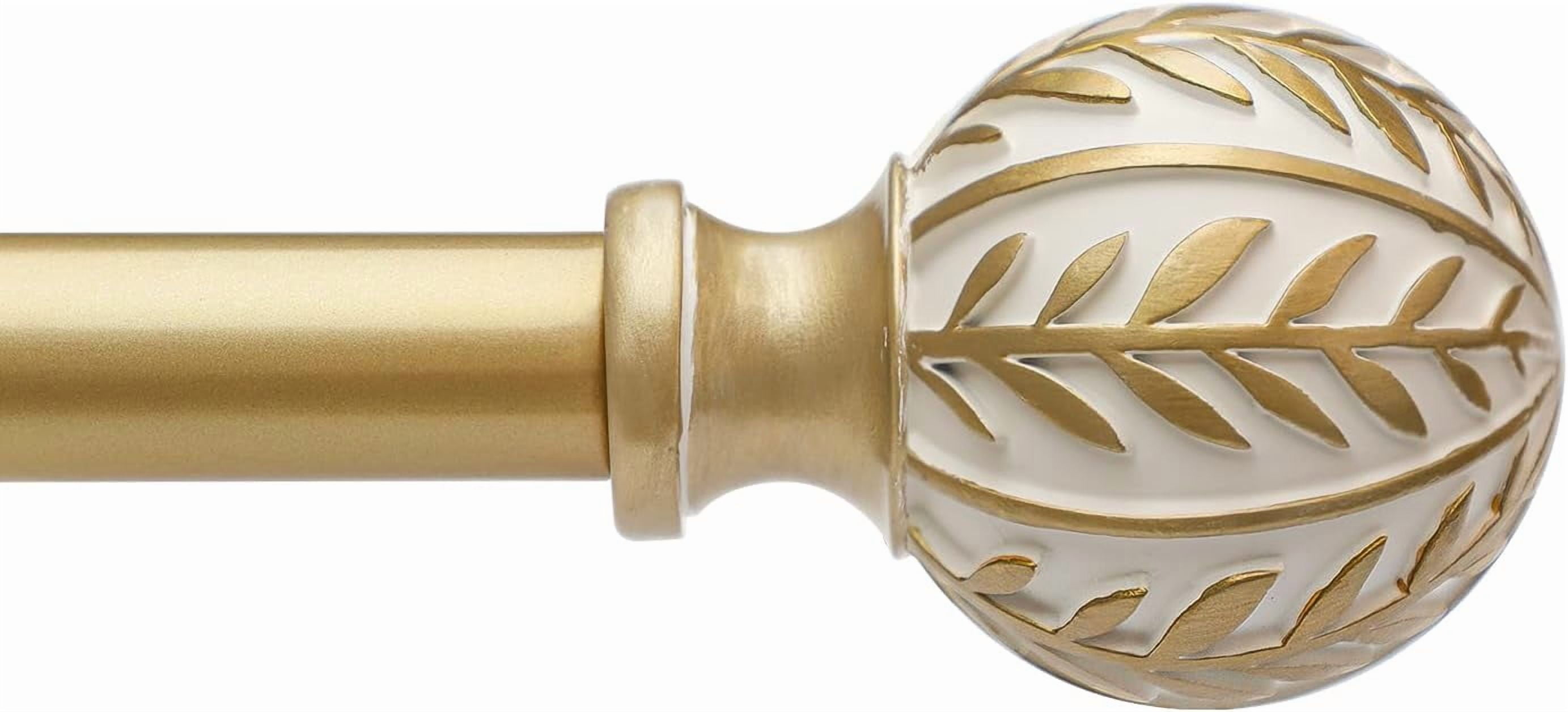 Gold Curtain Rods for Windows 66 to 120 inch,1" Adjustable Heavy Duty Window Curtain Rod Leaf Finials,Rustic Decorative Drapery Rods Set,Size:36-120''
