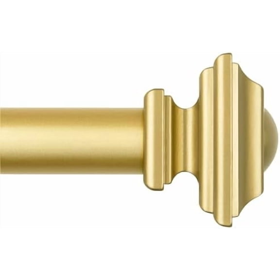 Gold Curtain Rods for Windows 72 to 144 Inches(6-12ft), 1 Inch Long Curtain Rod 32 to 144 Inches, Heavy Duty Decorative Single Drapery Rods, Square End