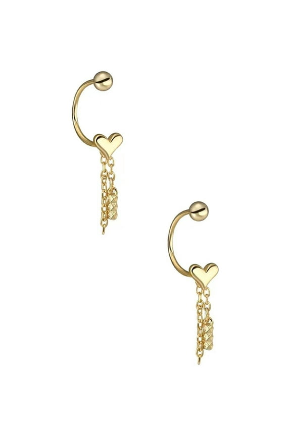Gold Cute Heart Half Hoop Earrings 925 Sterling Silver Cartilage Helix Tiny Ball Studs Gifts for Women 20G