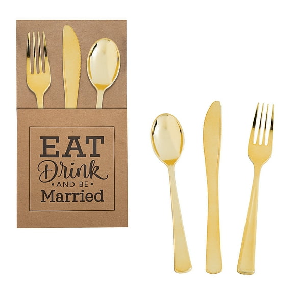 Gold Cutlery Sets & Holders, Party Supplies, Wedding, 218 Pieces