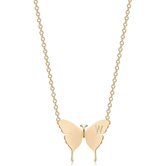 Gold Dainty Initial Necklace 18K Gold Plated Butterfly Pendant Name Necklaces Delicate Everyday Necklace For Women Minimalist Personalized Jewelry[o5973]