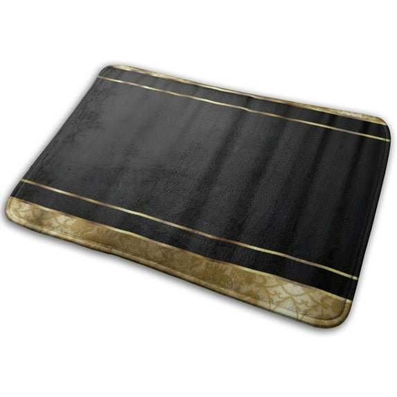 Gold Damask and Black Design Memory Foam Bath Rug, Soft Absorbent Floor Mats, Velvet Bathroom Mat, Quick Dry Rugs, Plush Comfortable Carpet for Bathroom Shower 24x36 inch