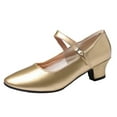 thumbnail image 1 of Gold Dance Shoes For Women Latin Practice Mid Heel Non-Slip Lightweight Professional Nylon Spandex Elastic Upper Size 39 0.88 Lbs, 1 of 9