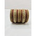 thumbnail image 1 of Gold & Dark Red Color Rhinestone Bangles, 1 of 4