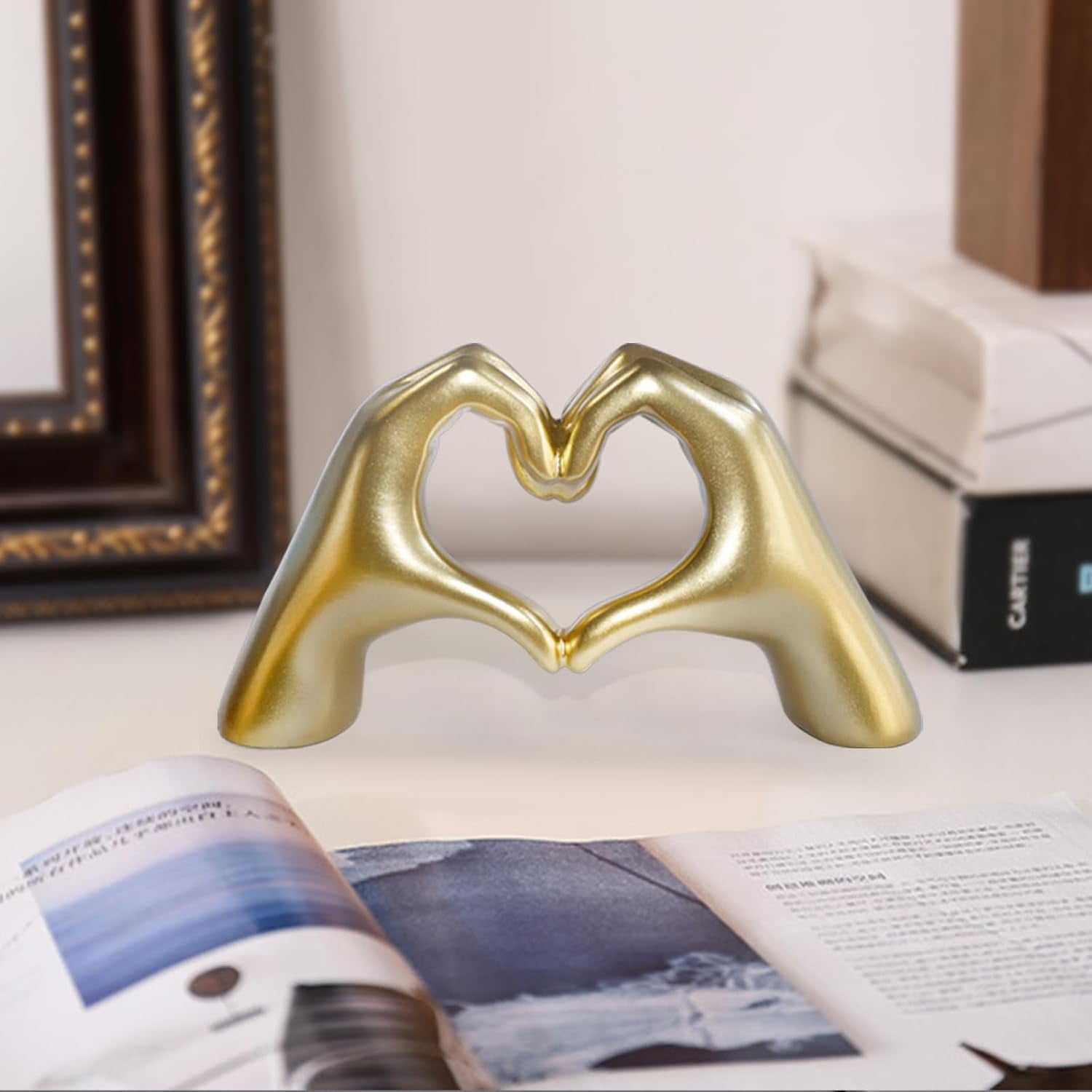 Gold Decor,Heart Hands Sculpture for Living Room Decor,Love Finger ...