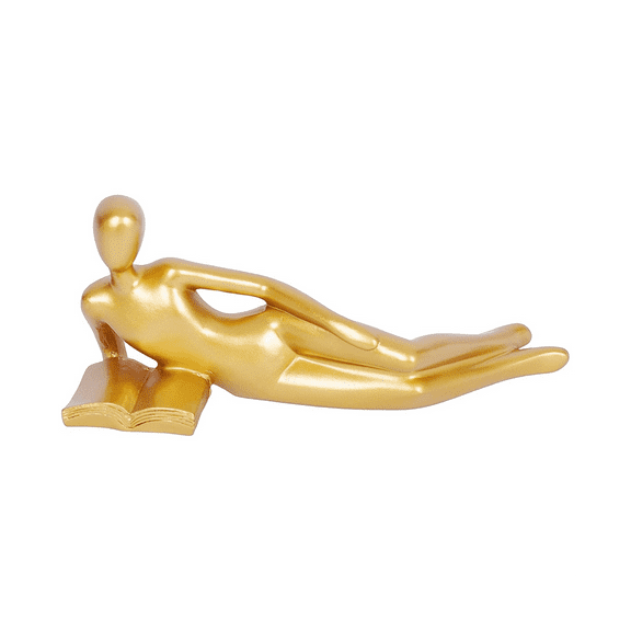 Gold Decor Reading Statue Home Decorations Gold Accent Home Decor for Living Room Resin Abstract Reading Figurines B