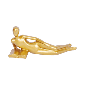Gold Decor Reading Statue Home Gold Accent Home Decor for Living Room Resin Abstract Reading Figurines B