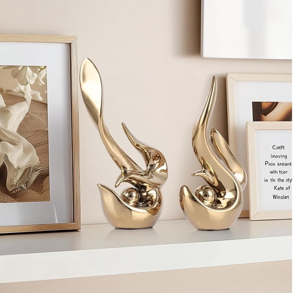 Gold Decorative Accents, Ceramic Abstract Sculptures and Statues, Modern Art Mid  Decorative Coffee Table Living Room Dining Room Table Bedroom Office Home Shelves Fireplace Countertop Decor