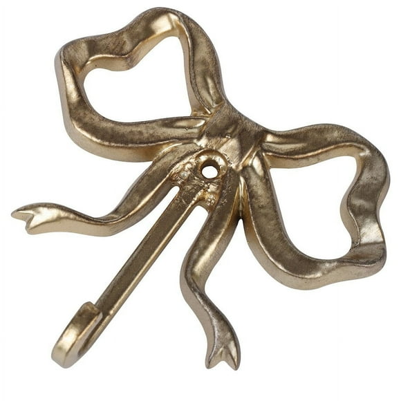 Home Decor Collection Sterling & Noble Home Gold Decorative Cast Iron Bow Shaped Indoor Wall Hook, Size 3.74" x 3.54" x 0.79"
