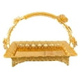 thumbnail image 1 of Gold Decorative Tray Service Tray with Long Handle Metal Serving Tray, Gold Decorative Metal Serving Tray with Handle, for Breakfast, Coffee, Tea, and Snacks, 1 of 2