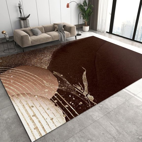 Gold Delicate Marble Area Rugs, Non Self Adhesive Custom Carpet, Floor Mat High Density Fine Pile for Living Room Bedroom Family Study Room,2ft x 3ft
