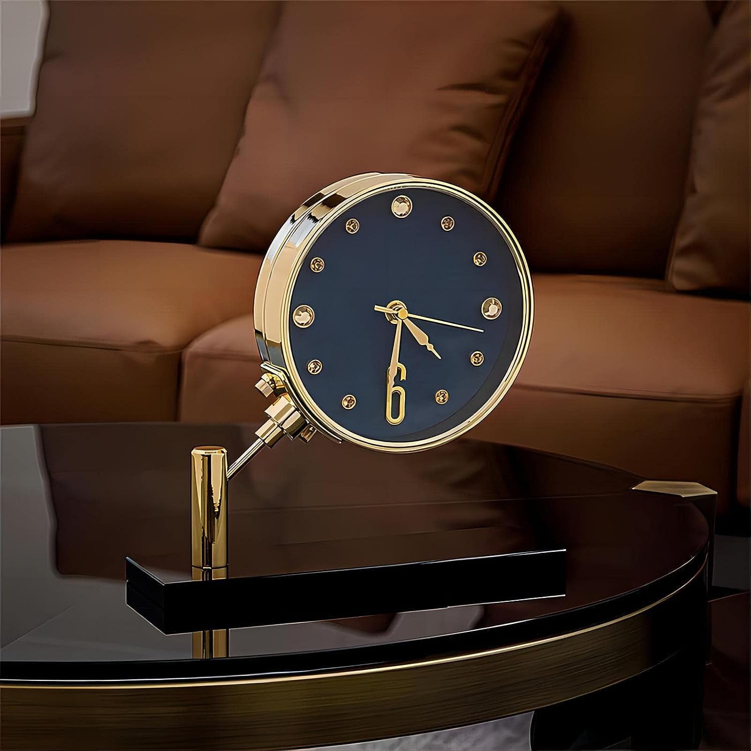 Gold Desk Table Clock Gold Home Decor Marble Clocks for Living Room ...