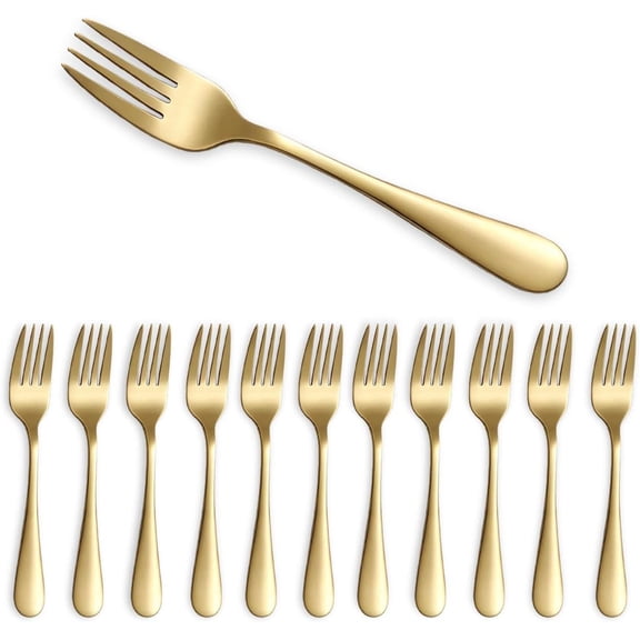 Gold Dessert Forks Set of 12pcs 5.5 Titanium Golden Plating Stainless Steel Cake Fork Appetizer Small Forks for Dessert, Cake,Fruit, Cheese, Party, Restaurant, Cafes Dishwasher Safe