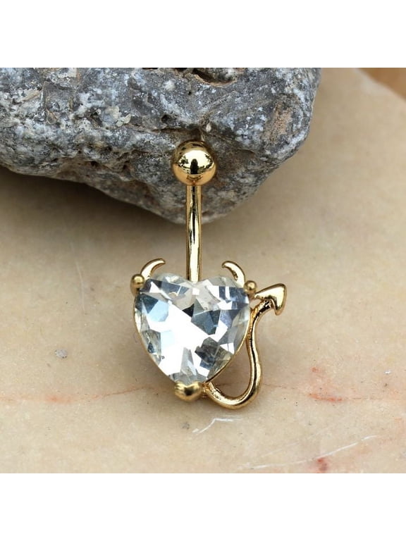 Gold Devil Heart Navel Ring