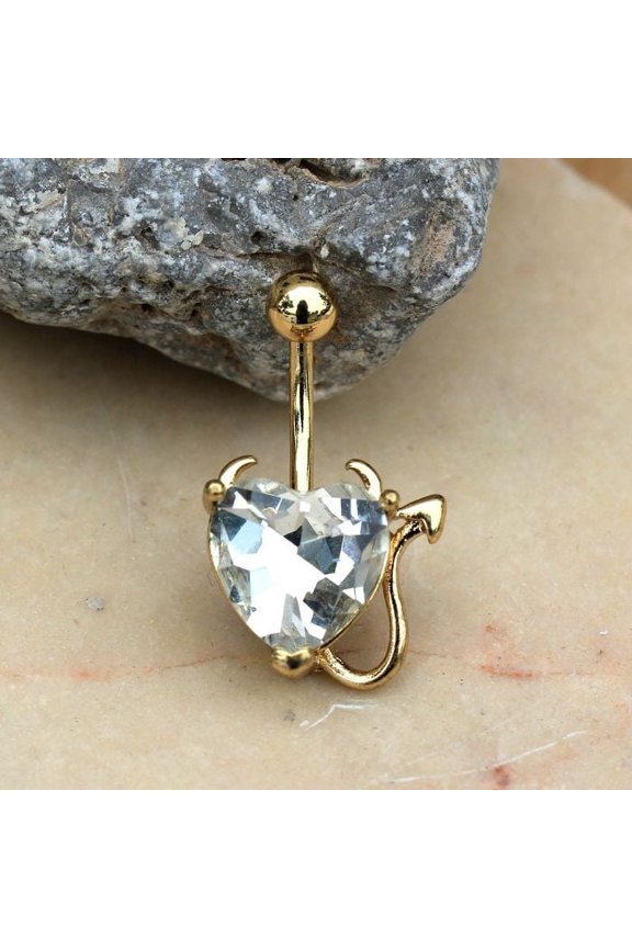 Gold Devil Heart Navel Ring