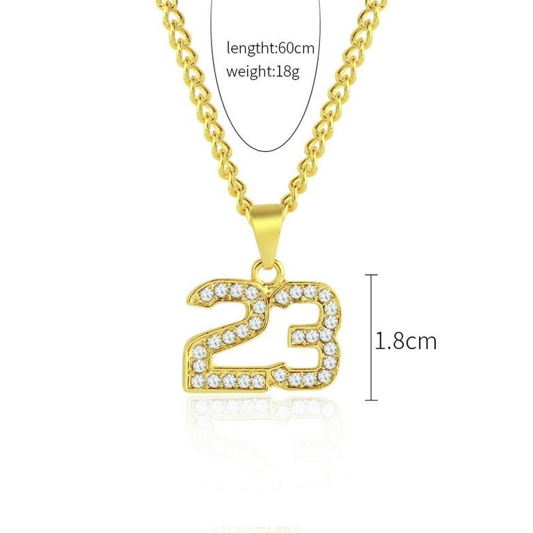 Number 23 Cuban Chain for Men Iced Out Choker Necklace Real Gold