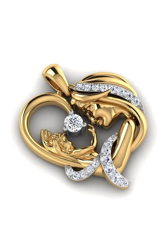 Gold Diamond Heart Necklace Mother and Child Love Jewelry I Love You Mom Gifts Mother's Day