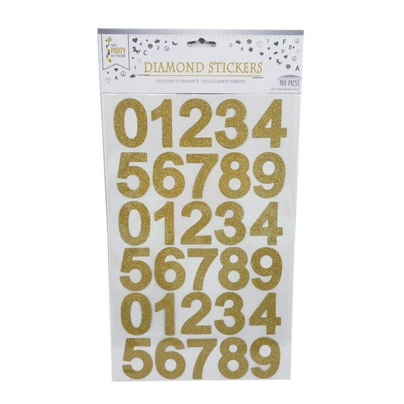 Gold Diamond Number Stickers - Peel & Stick On